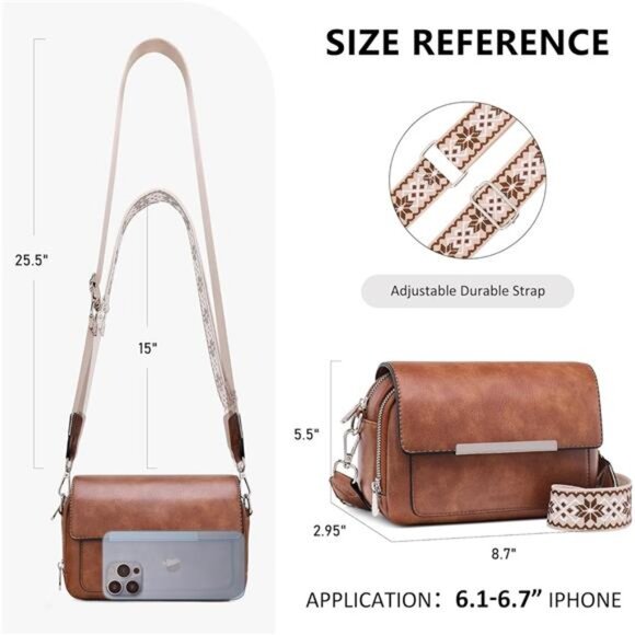 Small Crossbody Bag with Card Slots Brown - Picture 6 of 6